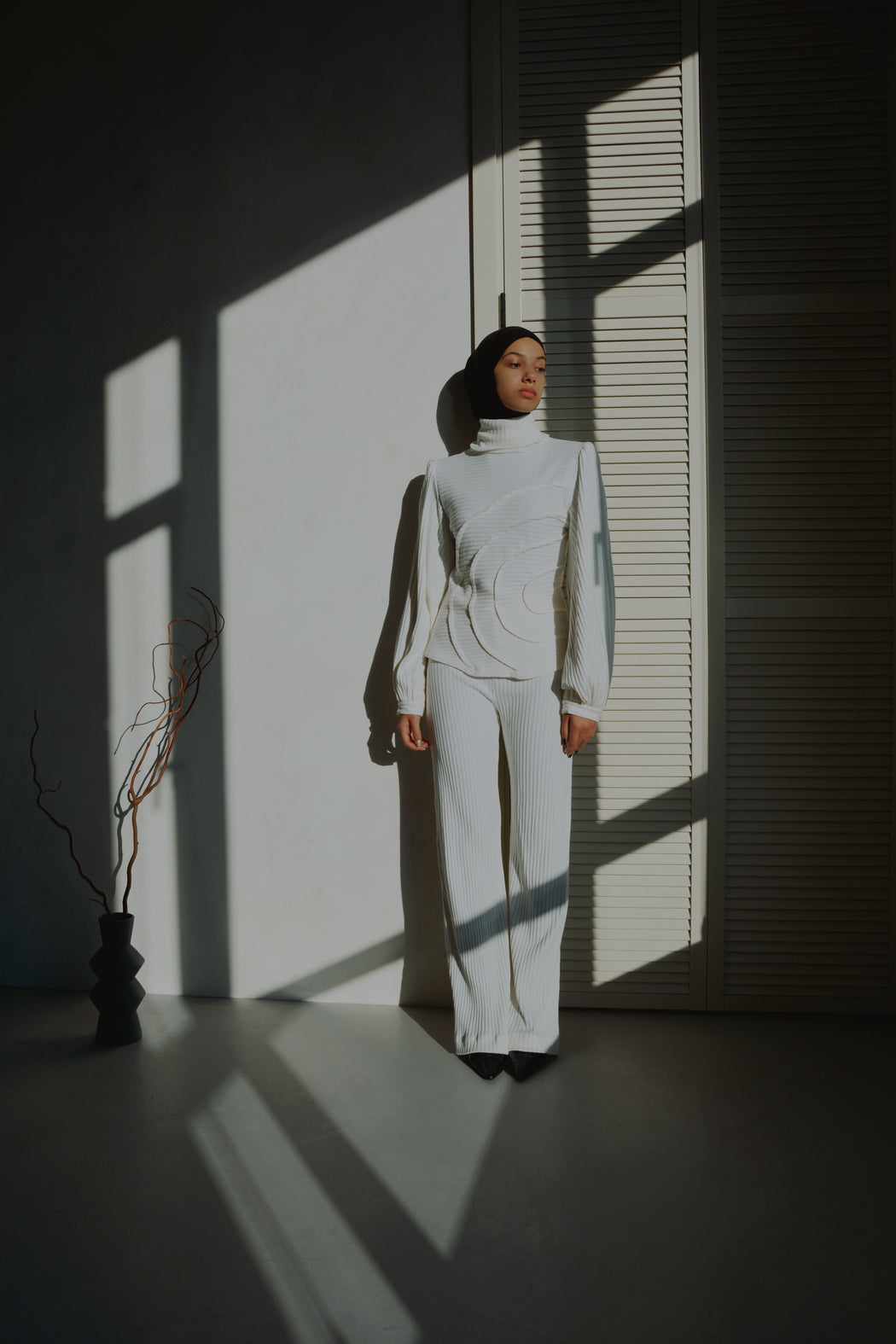 georgia hardinge serra trouser ivory straight leg ribbed jersey