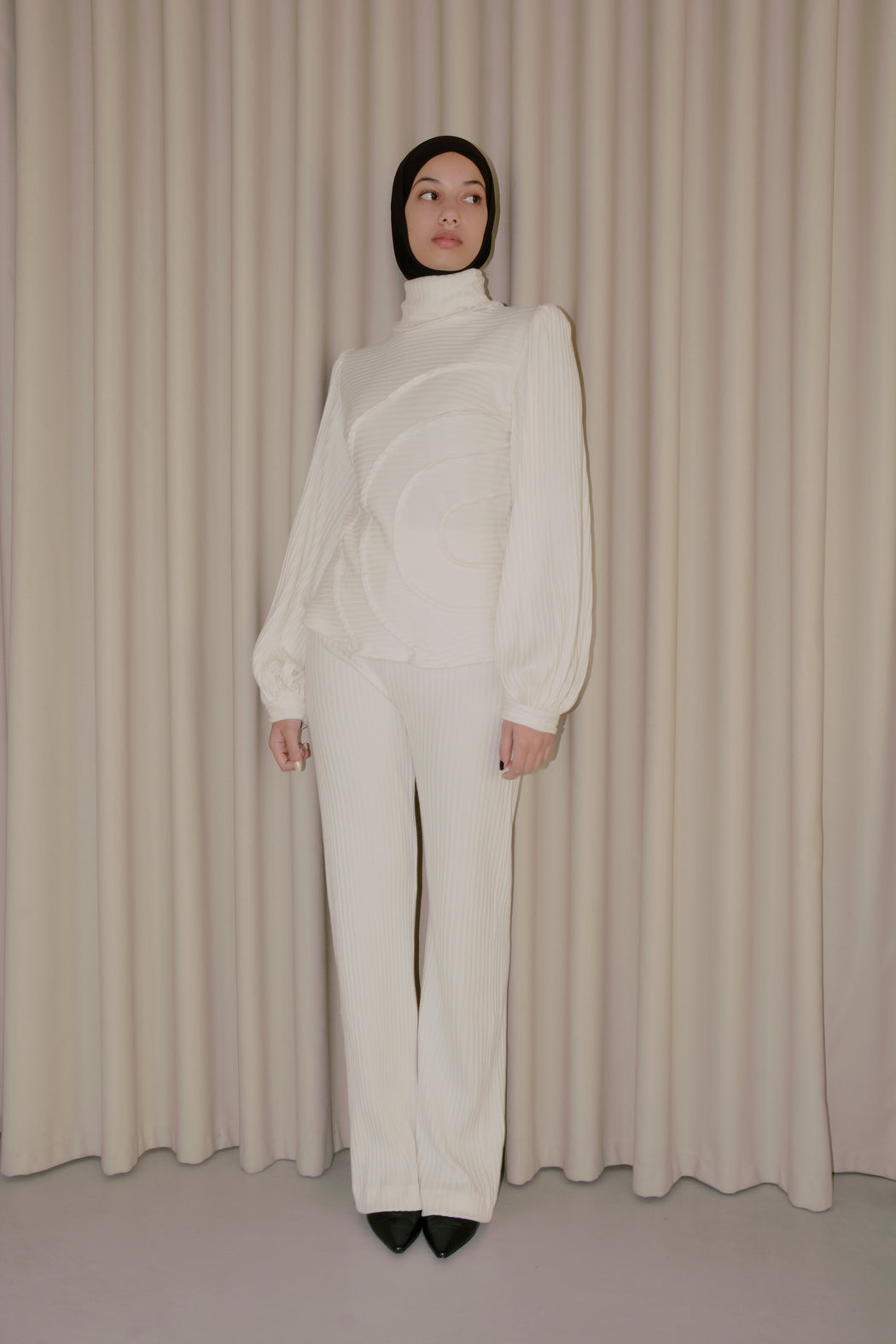 georgia hardinge serra trouser ivory straight leg ribbed jersey
